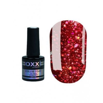 Гель лак Oxxi Star Gel №001 ( гранатовый красный , с блёстками и слюдой) , 8 мл